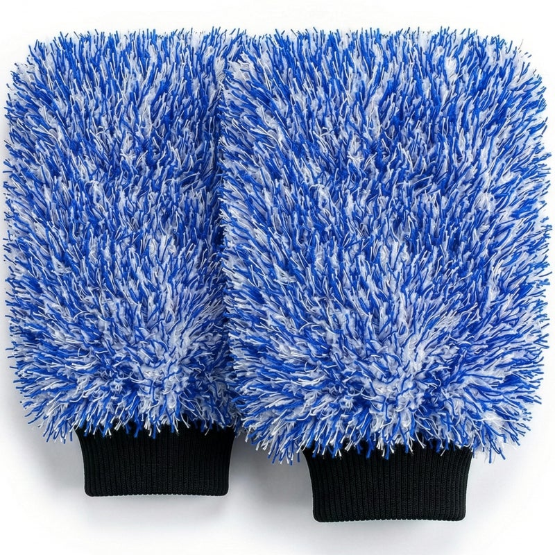 TAKAVU New Car Wash Mitt, 2 Pack Premium Cyclone Microfiber Washing Gloves, Holds Tons of Sudsy Water for Effective Washing, Machine Washable, Lint Free, Scratch Free (Blue) - Image 1